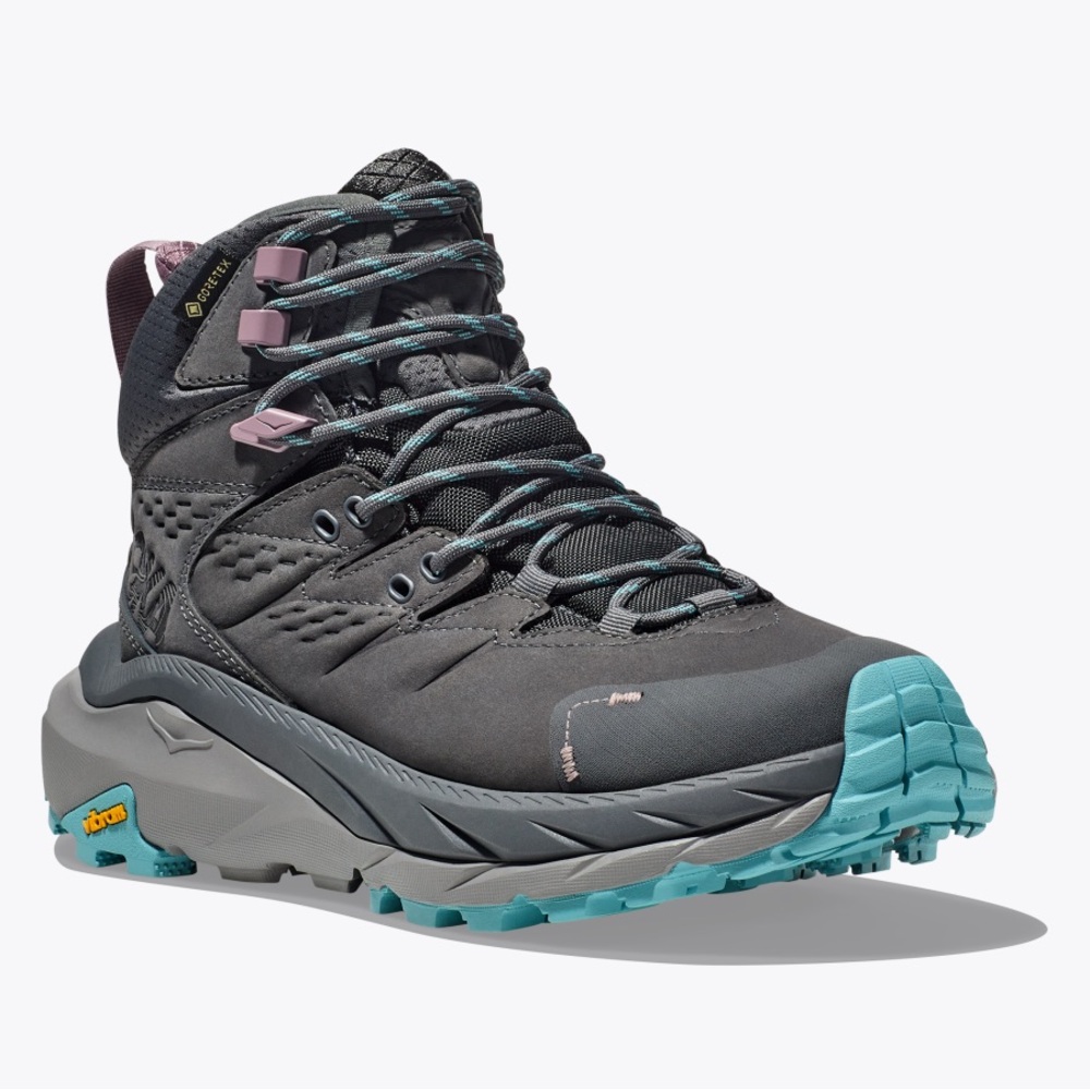 Hoka One One Gray and Teal Lace Up Boots